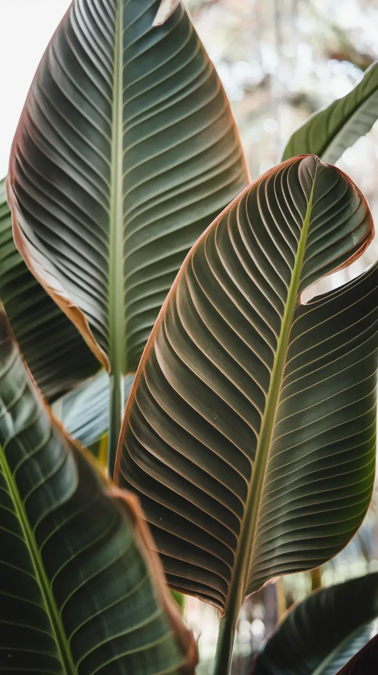 Close-Up of Leaves of Strelitzia Nicolai