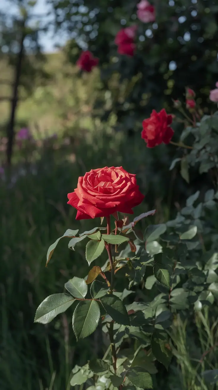 Single Rose in the ground