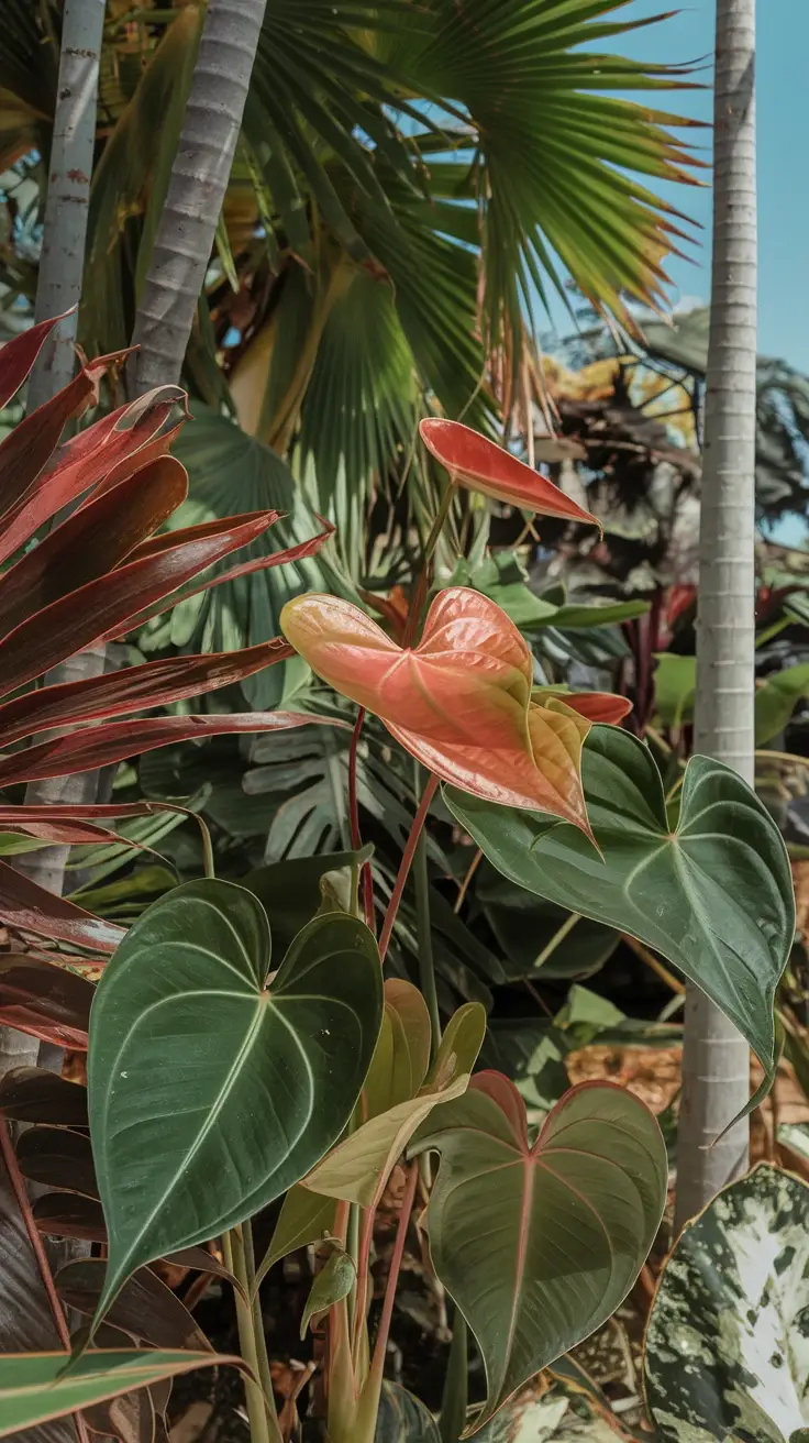 Anthurium Crystallinum outdoor in sunny day