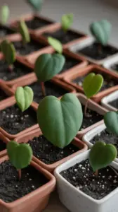 A multiple single Hoya Kerrii plants in pots