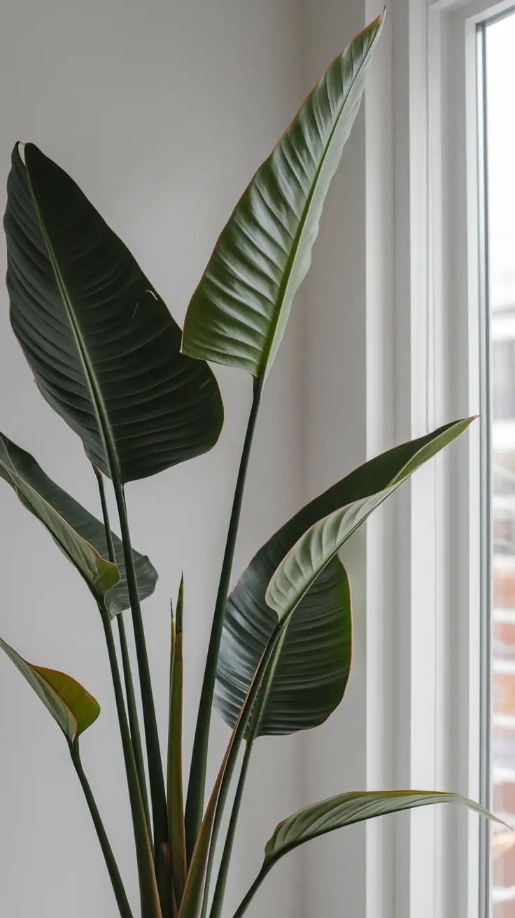 Entire Strelitzia in Minimalist Indoor Setting