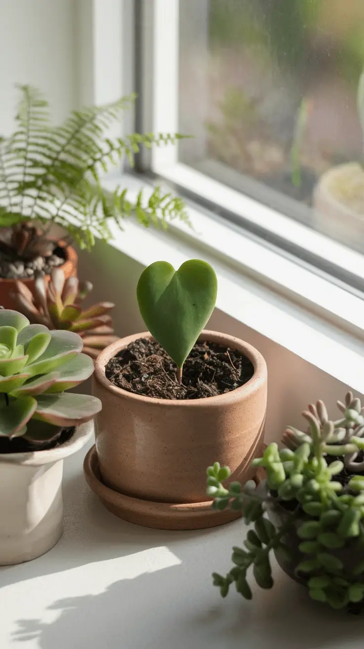 Hoya Kerrii plant near the window