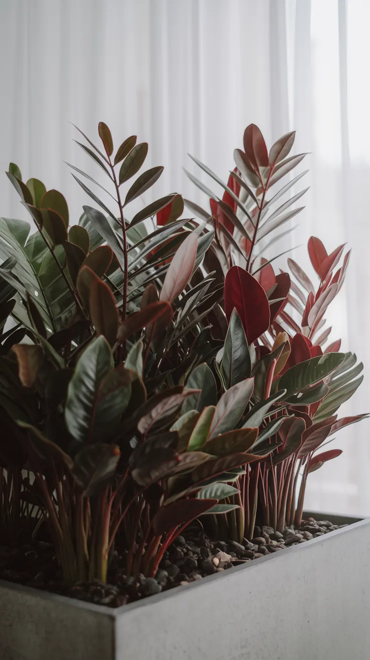 Group of Raven ZZ Plants in Modern Planter