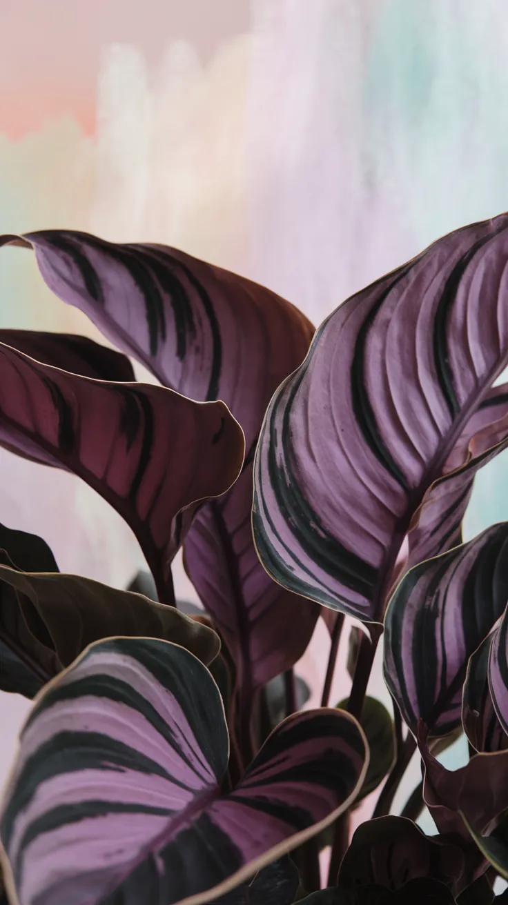 Detailed shot of purple undersides of Tradescantia Nanouk leaves