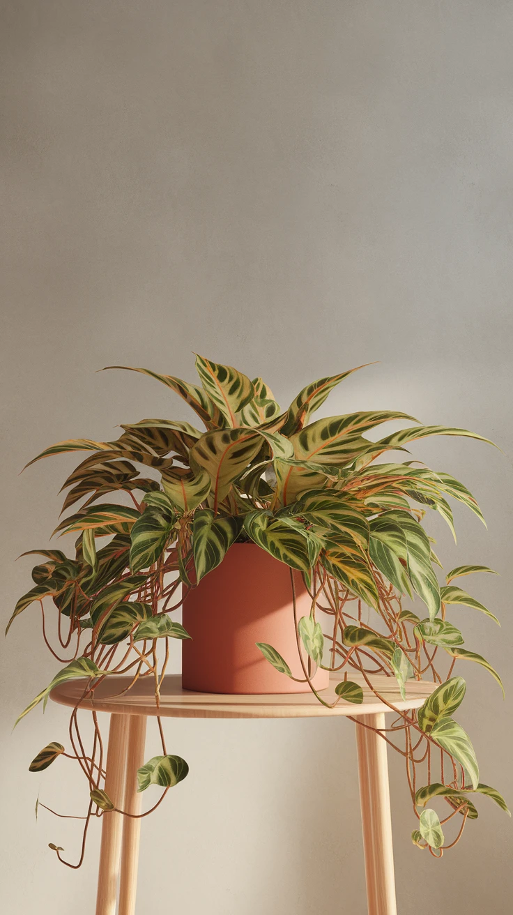 Philodendron Brasil in a minimalistic terracotta pot