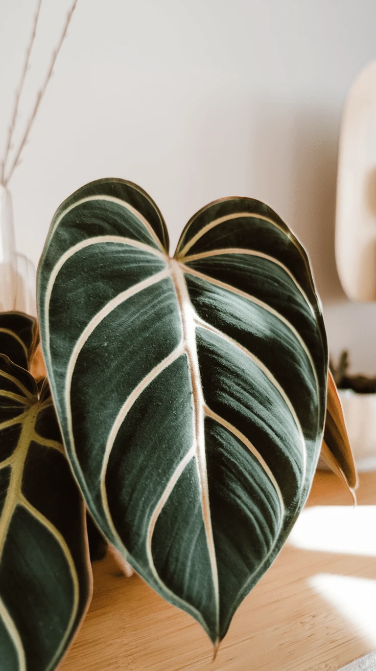 Philodendron Melanochrysum Leaf in Macro Shot