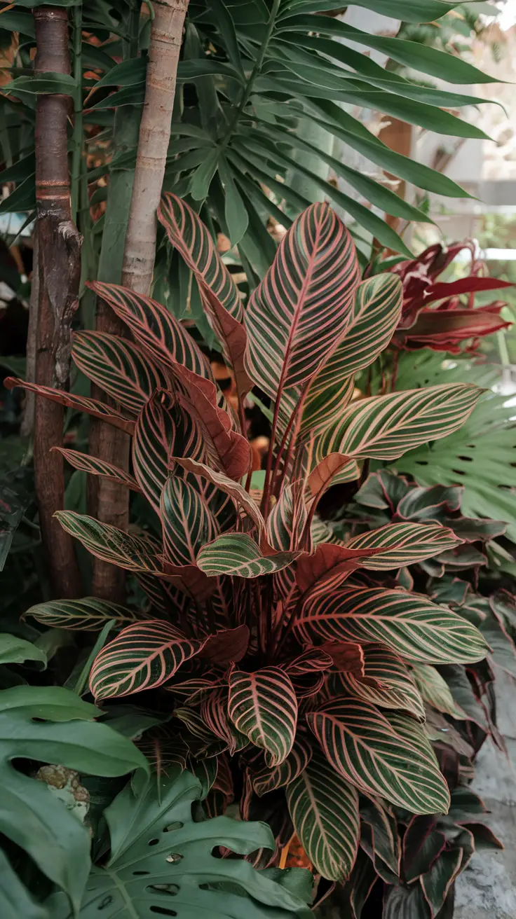 Calathea Ornata in Lush Garden Setting