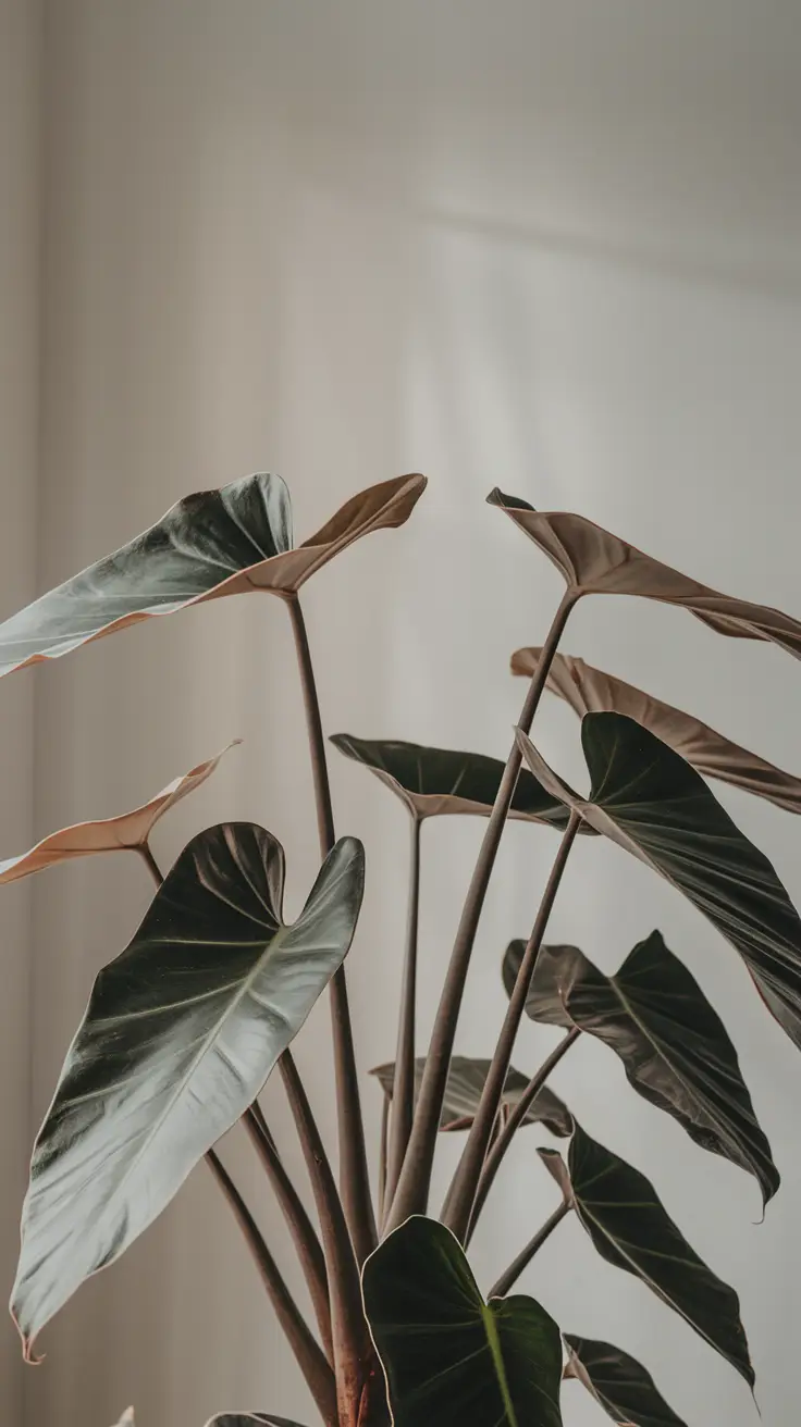 Entire Alocasia Wentii in Indoor Setting