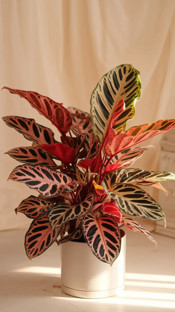 Entire Calathea Ornata in Indoor Setting