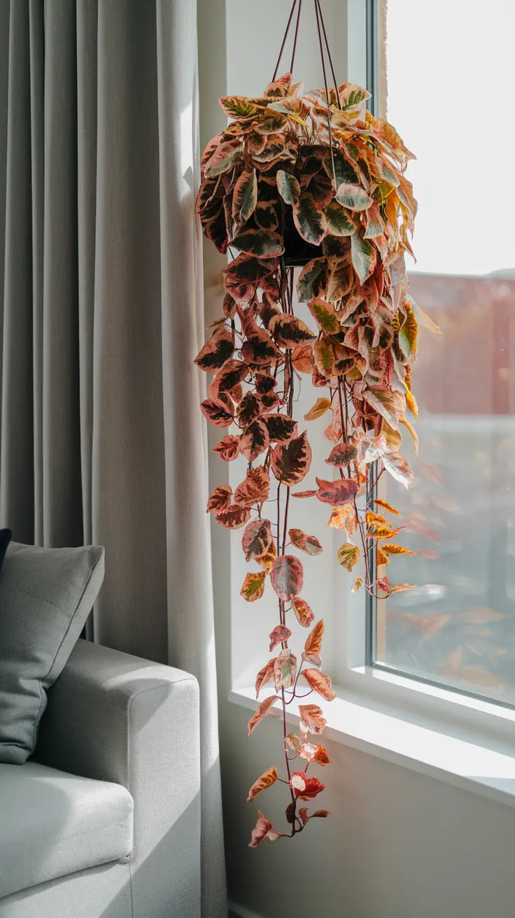 Side View of Piper Crocatum in Indoor Setting