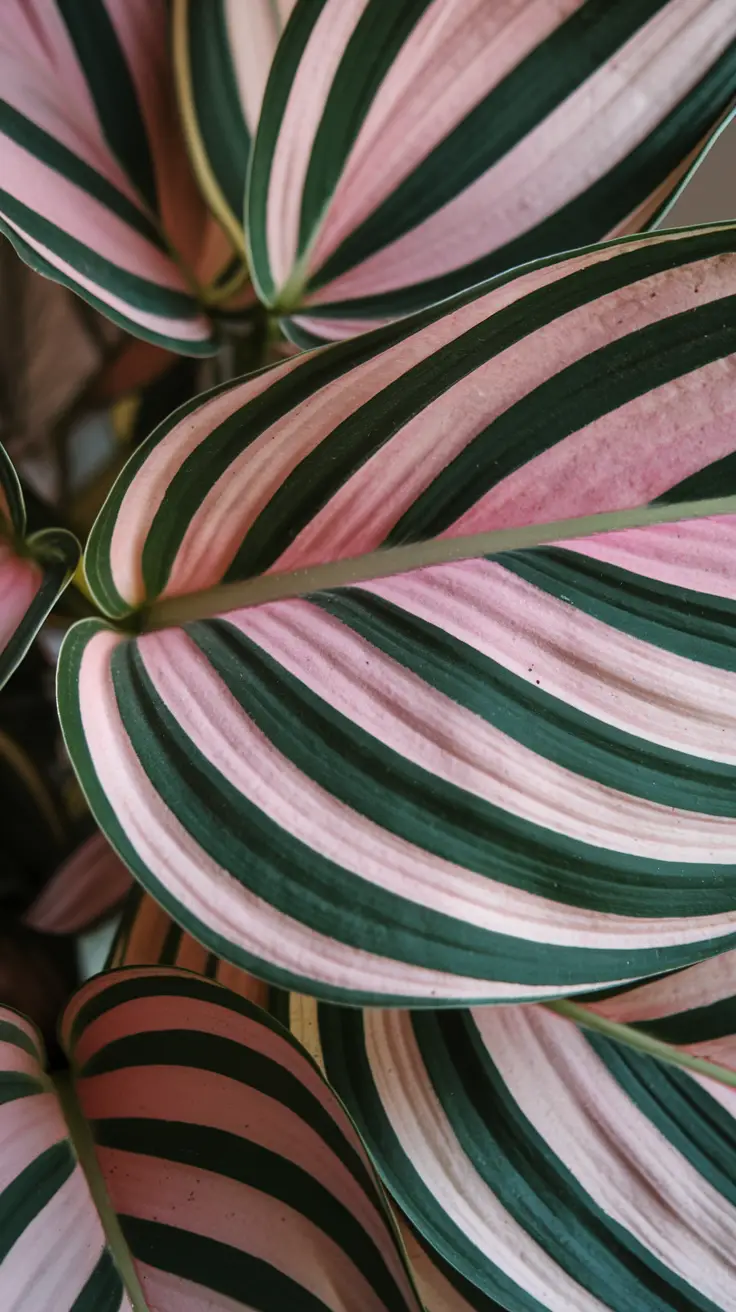 Close-Up of Leaves of Calathea Ornata